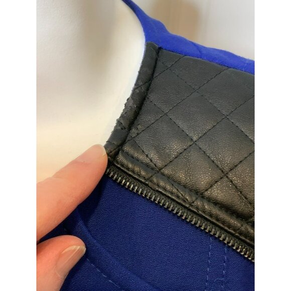 Tahari Arthur S. Levine Ronald Blue Black Faux Leather Trim Jacket, Size 8 - Picture 5 of 11